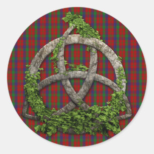 Celtic Trinity Knot And Clan Robertson Tartan Classic Round Sticker