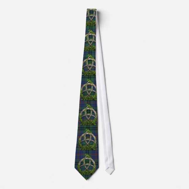 Celtic Trinity Knot And Clan Walker Tartan Tie (Front)