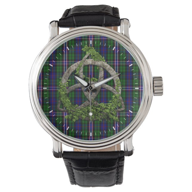 Celtic Trinity Knot And Scottish National Tartan Watch (Front)