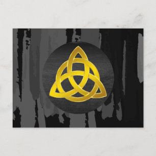 Celtic Trinity Knot Black Watercolor Gold Postcard