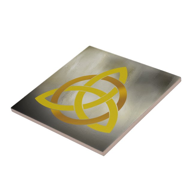 Celtic Trinity Knot Golden Circled Vintage Tile (Side)