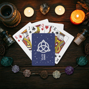 Celtic Trinity Knot Monogram Blue Playing Cards