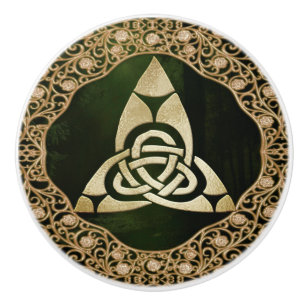 Celtic Trinity Knot on Forest Shadows  Ceramic Knob