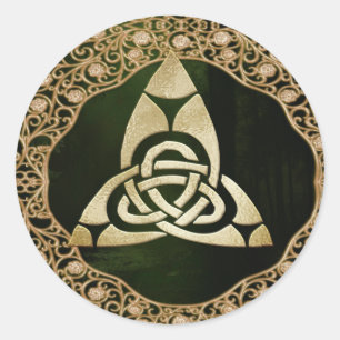Celtic Trinity Knot on Forest Shadows Classic Round Sticker