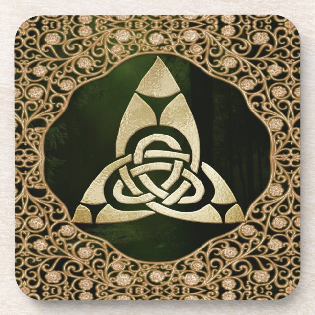 Celtic Trinity Knot on Forest Shadows  Coaster (Front)
