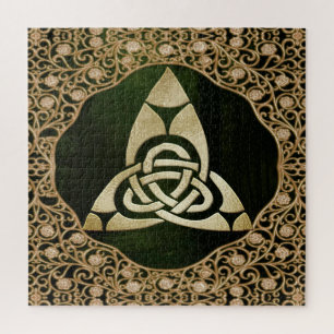 Celtic Trinity Knot on Forest Shadows  Jigsaw Puzzle