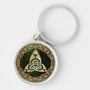Celtic Trinity Knot on Forest Shadows  Key Ring