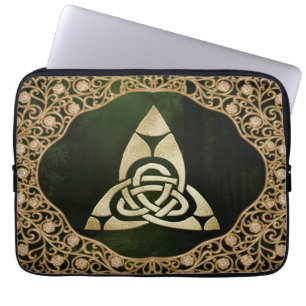 Celtic Trinity Knot on Forest Shadows  Laptop Sleeve