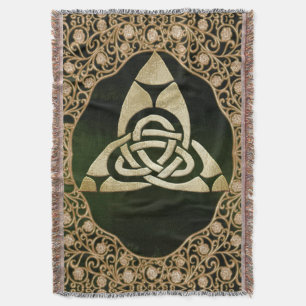 Celtic Trinity Knot on Forest Shadows Throw Blanket