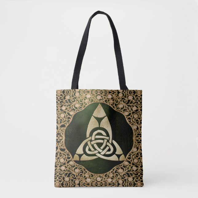 Celtic Trinity Knot on Forest Shadows  Tote Bag (Front)