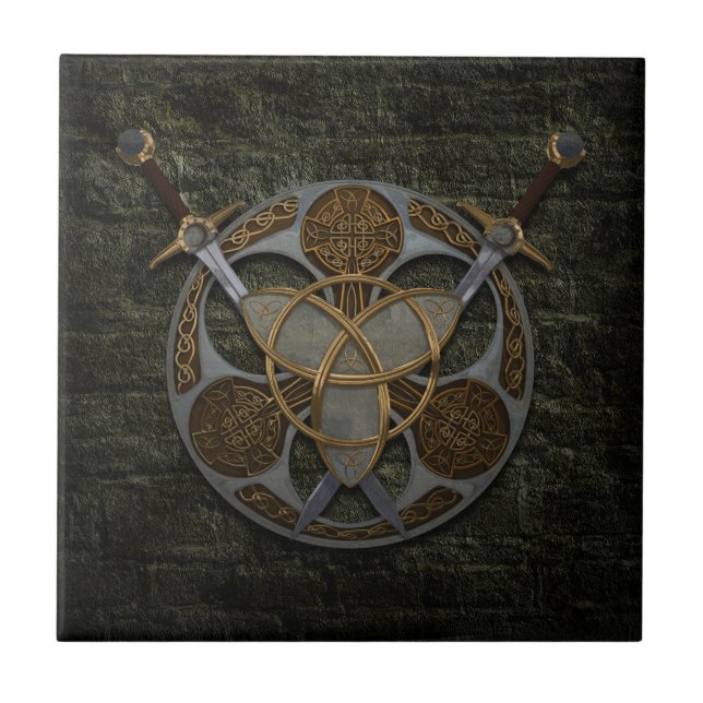 Celtic Trinity Shield Ceramic Tile (Front)