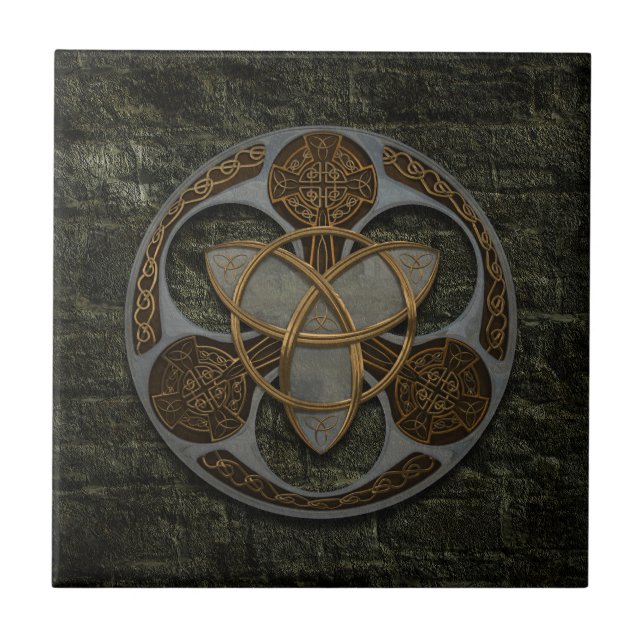 Celtic Trinity Shield Ceramic Tile (Front)