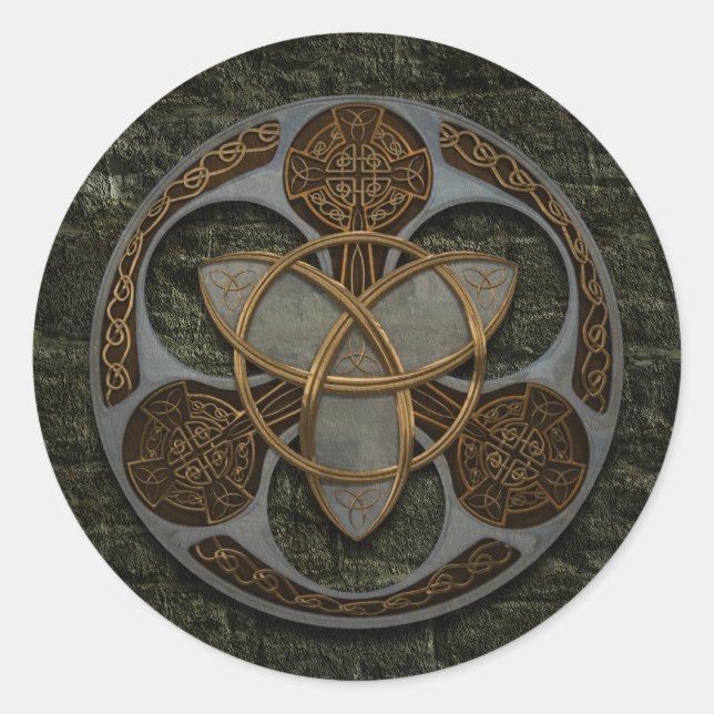 Celtic Trinity Shield Classic Round Sticker (Front)