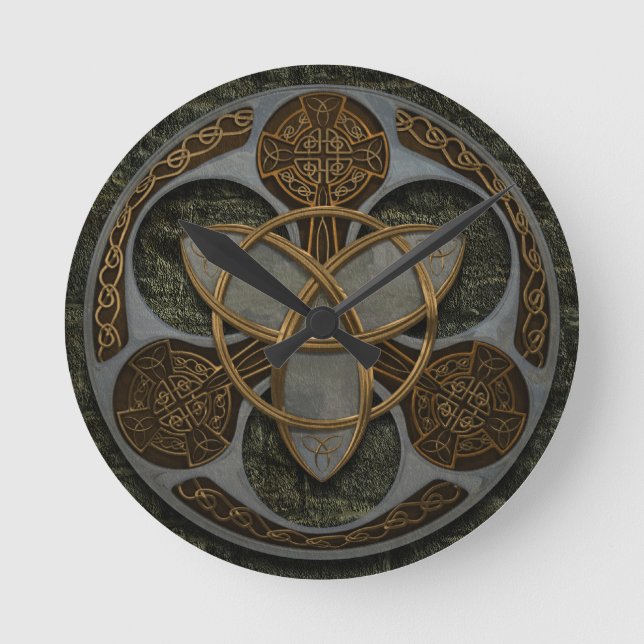 Celtic Trinity Shield Round Clock (Front)
