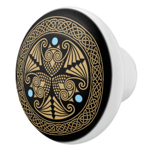 Celtic Triple Owls Ceramic Knob