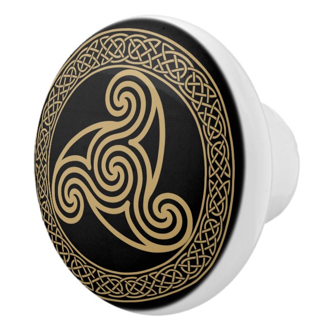 Celtic Triple Spiral Ceramic Knob (Right)