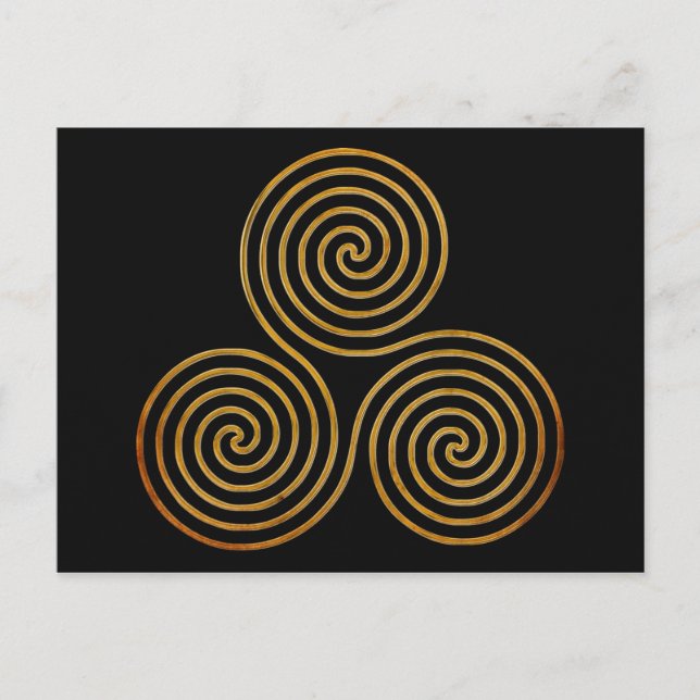 celtic triple spiral - OneLine antique gold, black Postcard (Front)