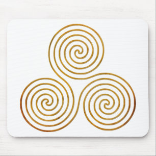 celtic triple spiral - OneLine antique gold Mouse Pad
