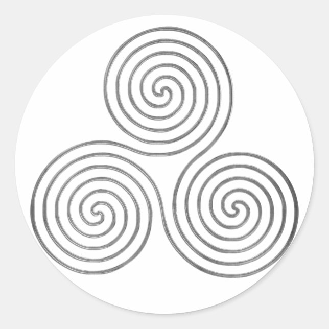celtic triple spiral - OneLine antique silver Classic Round Sticker (Front)