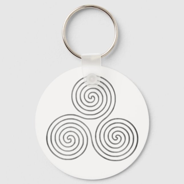 celtic triple spiral - OneLine antique silver Key Ring (Front)
