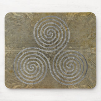 celtic triple spiral - OneLine antique silver Mouse Pad