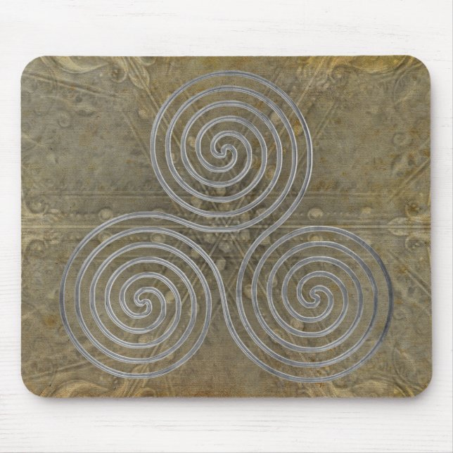 celtic triple spiral - OneLine antique silver Mouse Pad (Front)