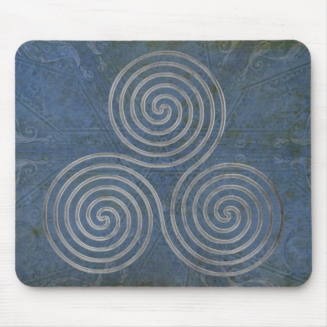 celtic triple spiral - OneLine antique silver Mouse Pad (Front)