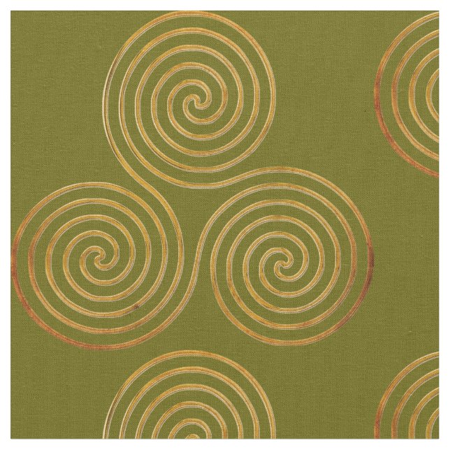 Celtic Triple Spirale One Line Gold Fabric (Close Up)