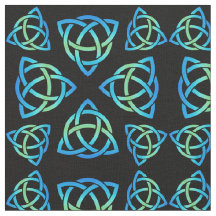 Celtic Triquetra Pattern Blues and Green on Black