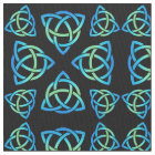 Celtic Triquetra Pattern Blues and Green on Black