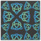 Celtic Triquetra Pattern Blues and Green on Black