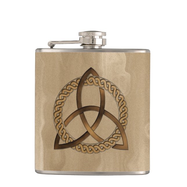 Celtic Triquetra Trinity Knot Vinyl Wrapped Flask (Front)