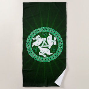 Celtic Triskele Hares Beach Towel