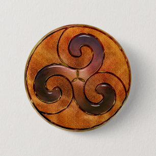 celtic triskele on gold 6 cm round badge