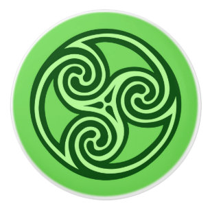 Celtic Triskele Ornament, Lime and Dark Green Ceramic Knob