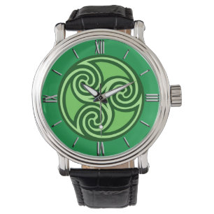 Celtic Triskele Ornament, Lime & Emerald Green  Watch