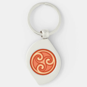 Celtic Triskele Ornament, Mandarin Orange Key Ring