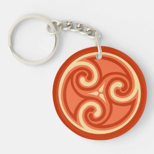 Celtic Triskele Ornament, Mandarin Orange Key Ring
