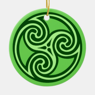Celtic Triskele Pattern, Lime and Dark Green Ceramic Ornament