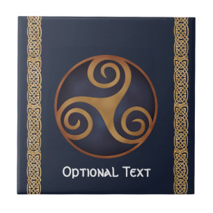 Celtic Triskelion (Blue) Custom Ceramic Tile