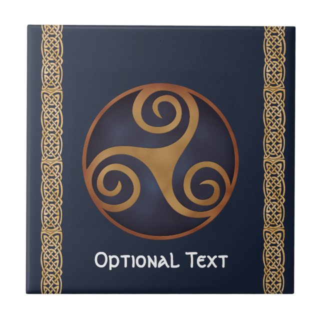 Celtic Triskelion (Blue) Custom Ceramic Tile (Front)