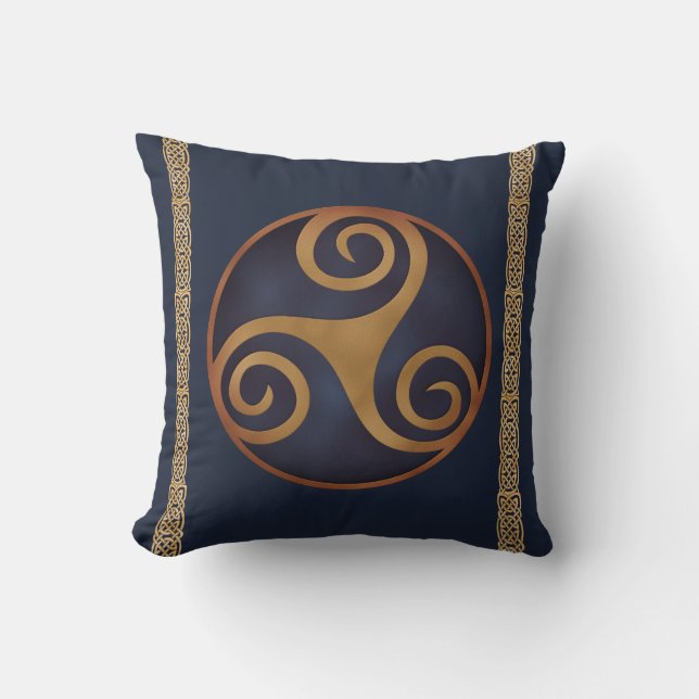 Celtic Triskelion (Blue) Custom Cushion (Front)