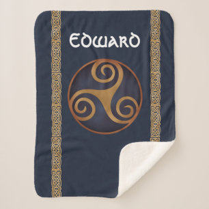 Celtic Triskelion (Blue) Custom Sherpa Blanket