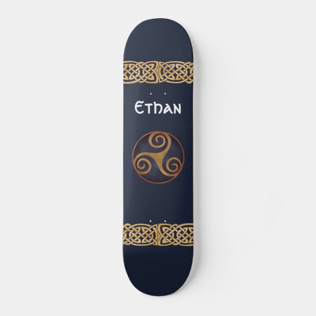 Celtic Triskelion (Blue) Custom Skateboard (Front)