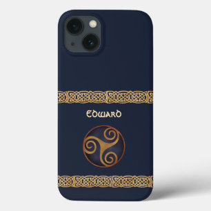 Celtic Triskelion (Blue) Custom Template iPhone 13 Case