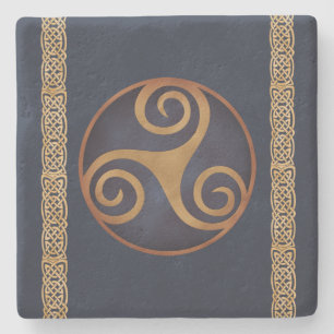 Celtic Triskelion (Blue) Custom Template Stone Coaster