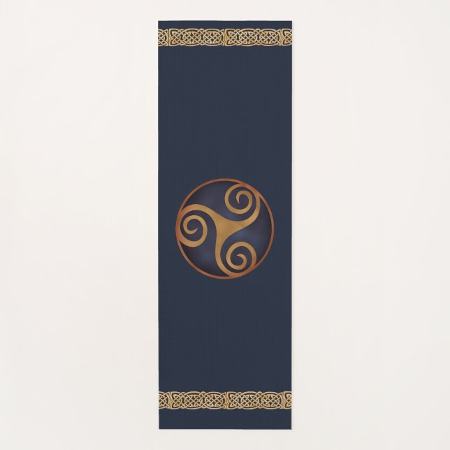 Celtic Triskelion (Blue) Custom Template Yoga Mat (Front)