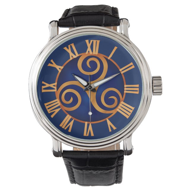 Celtic Triskelion (Blue) Custom Watch (Front)
