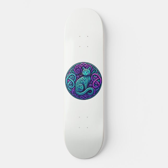Celtic Turq & Purple Cat Skateboard (Front)