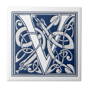 Celtic V Monogram Ceramic Tile
